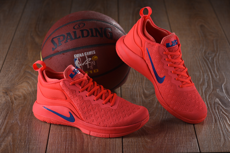 Nike LeBron Witness 2 Flyknit All Red Blue Logo Shoes